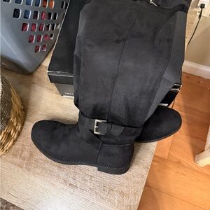 Lane Bryant Black Suede Knee-High Boots